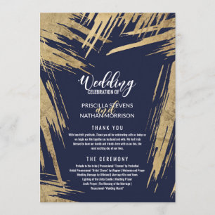 Programa de Boda Azul de la Marina de Oro Moderno