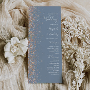 Programa de Boda Azul Dusty Purpurina de Enfoque M