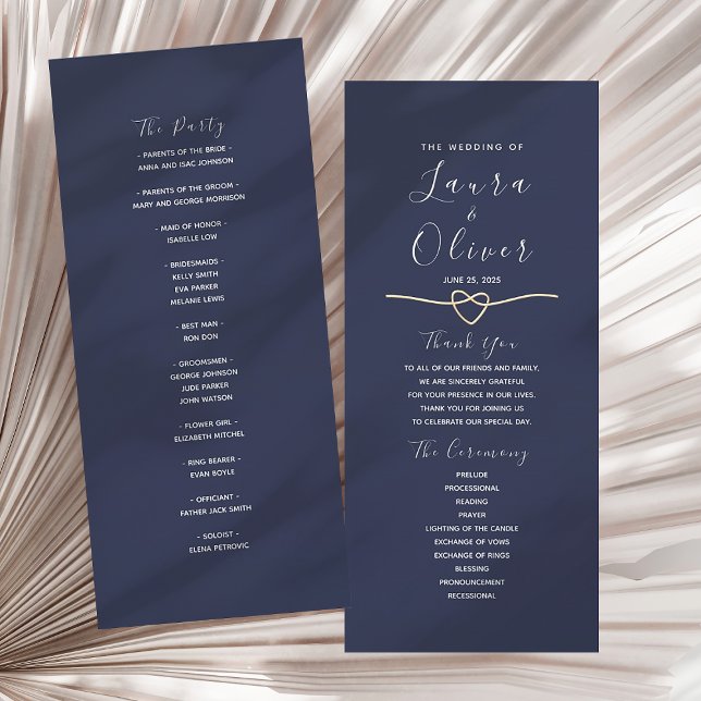 Programa de Boda Azul Marino Elegante (Subido por el creador)