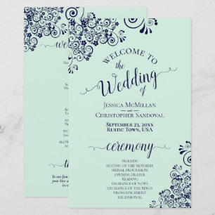 Programa de Boda Azul Marino y Verde Menta PRESUPU
