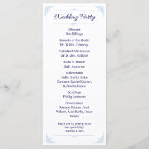 Programa de Boda Azul Moderno Francés Campo