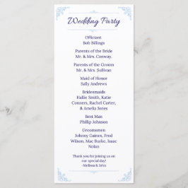 Programa de Boda Azul Moderno Francés Campo