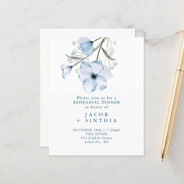 Programa de Boda Azul Polvoriento Chic Elegante Mo (Anverso/Reverso In Situ)