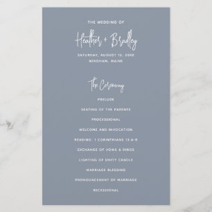 Programa de Boda Azul Polvoriento Minimalista Mode
