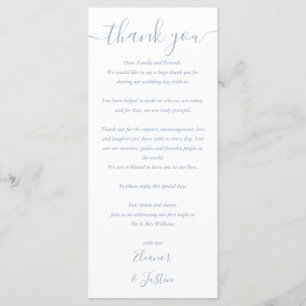 Programa de Boda Azul Polvoriento Tarjeta de Agrad
