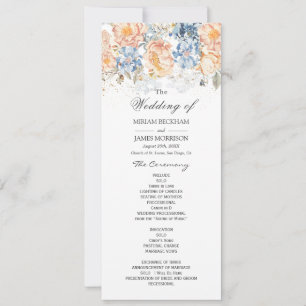 Programa de Boda Azul Rubor Floral Peach