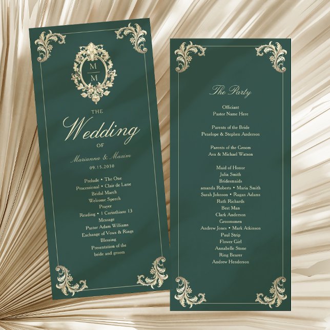 Programa de Boda Barroco Verde Esmeralda (Subido por el creador)