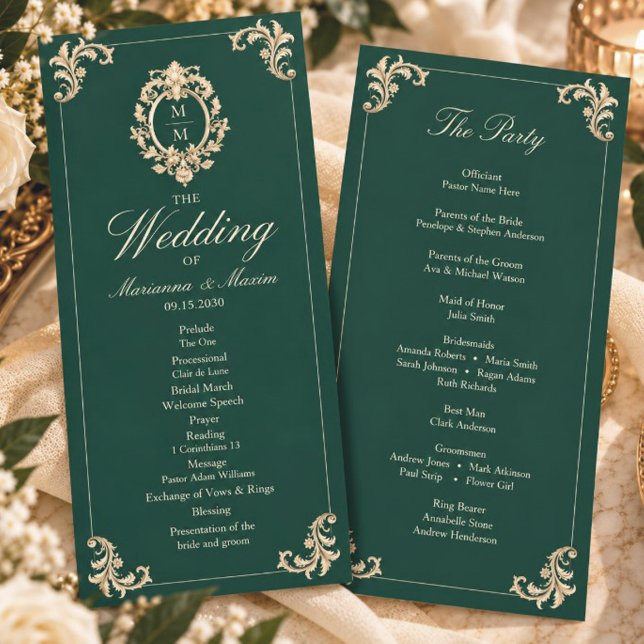 Programa de Boda Barroco Verde Esmeralda (Subido por el creador)