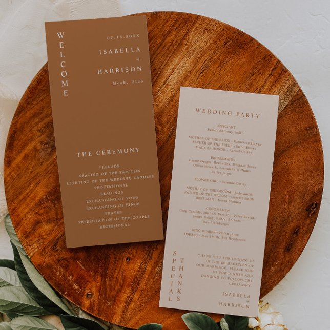 Programa de Boda Beige Naranja de Boho Moderno de  (Subido por el creador)