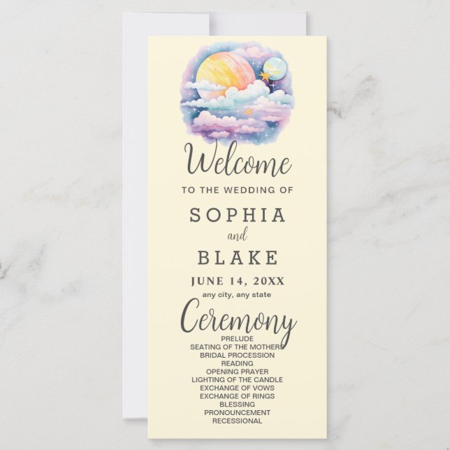 Programa de Boda Blanca de Estrellas Celestes de L (Anverso)