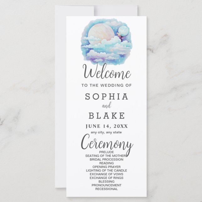 Programa de Boda Blanca de Estrellas Celestes de L (Anverso)