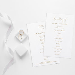 Programa de Boda Blanca de Oro con Texto Elegante 