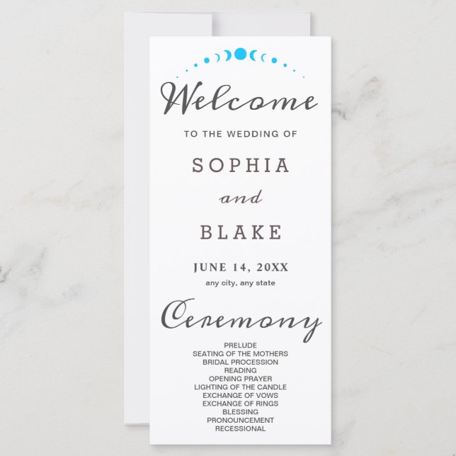 Programa de Boda Blanca en Fases Turquesas de la L (Anverso)