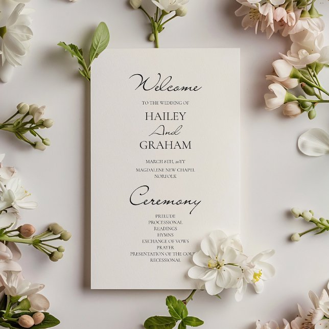 Programa de Boda Blanca Minimalista con Guión Clás (Subido por el creador)