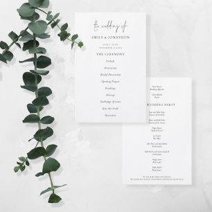Programa de Boda Blanca Negra con Texto Elegante d