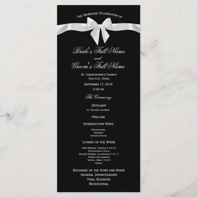 Programa de Boda Blanca y Boda Negra (Anverso)