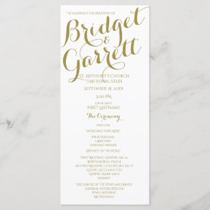 Programa de Boda Blanca y Oro de Texto de Diseñado