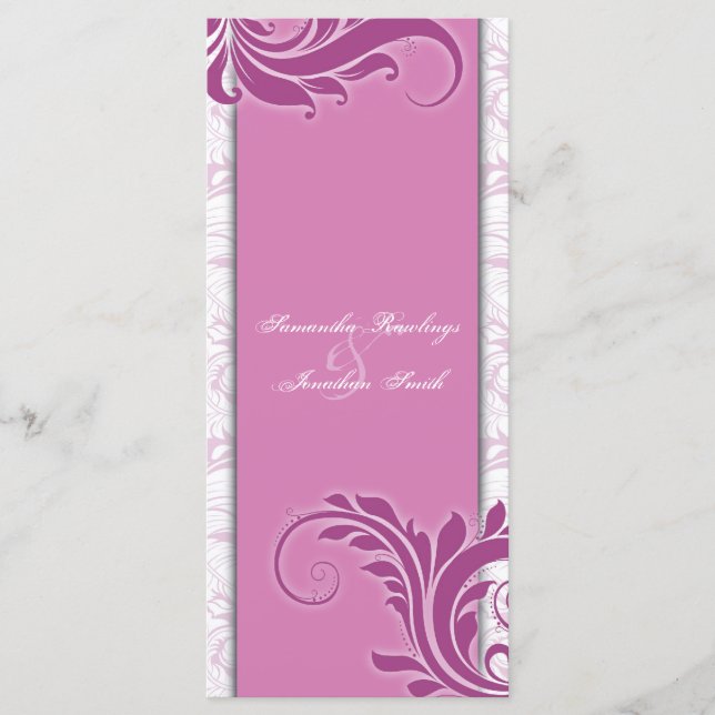 Programa de Boda Blanco Rosy Rosa Elegante Floral (Anverso)