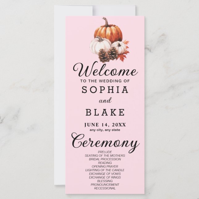 Programa de Boda Blanda de Pink (Anverso)