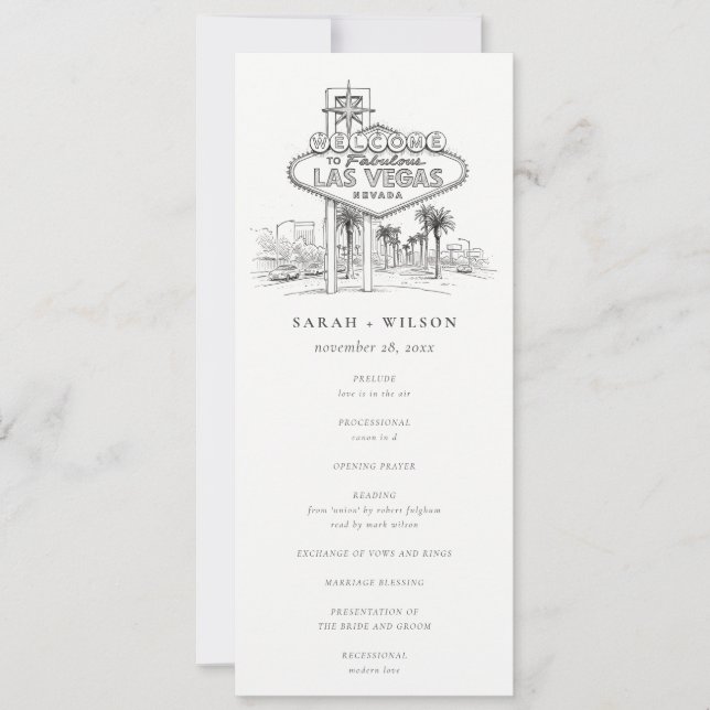 Programa de Boda Boceto de Las Vegas Nevada (Anverso)