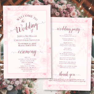 Programa de Boda Boho Chic Rosa con Peonías Económ