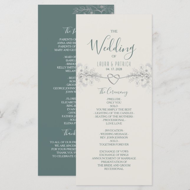 Programa de Boda Boho Flor Silvestre (Anverso / Reverso)