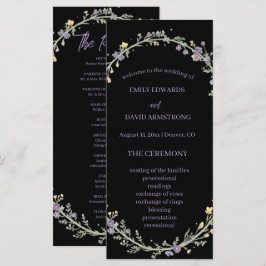 Programa de Boda Boho Floral Moderno Negro