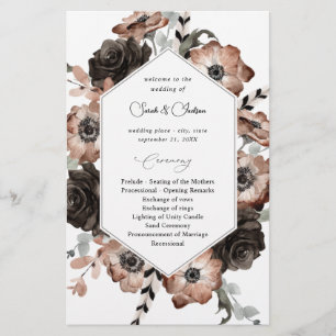 Programa de Boda Boho Floral Natural Negro Presupu