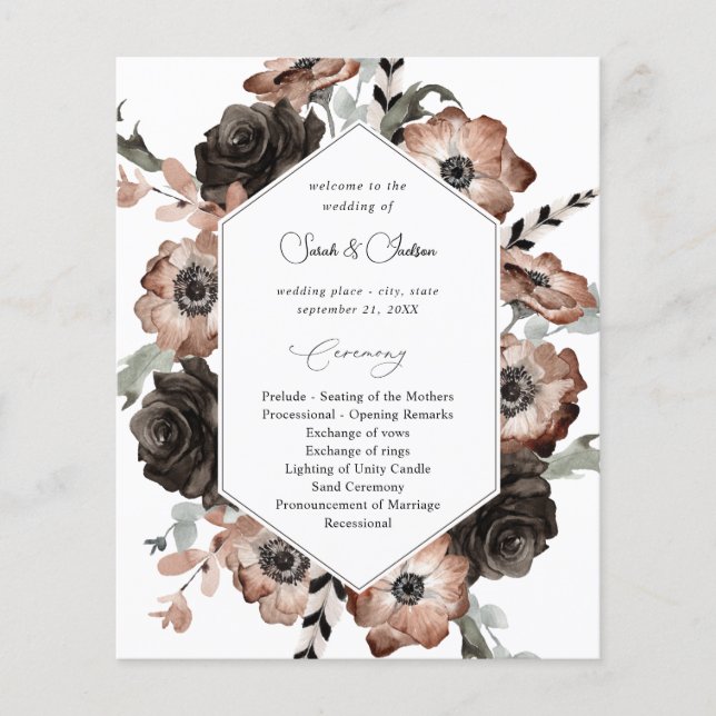 Programa de Boda Boho Floral Negro y Natural Presu (Frente)