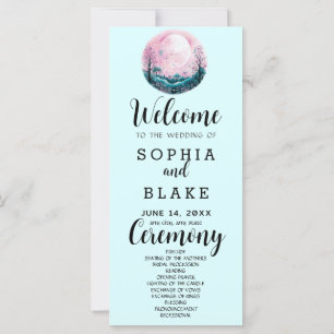 Programa de Boda Boho Rosa y Blanco Luna Llena Azu