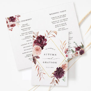 Programa de Boda Borgoña Elegante para Romance de