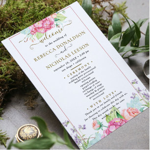 Programa de Boda Botánica Elegante de Flores Cutas