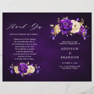 Programa de Boda Botánica Royal Purple Violet Gold