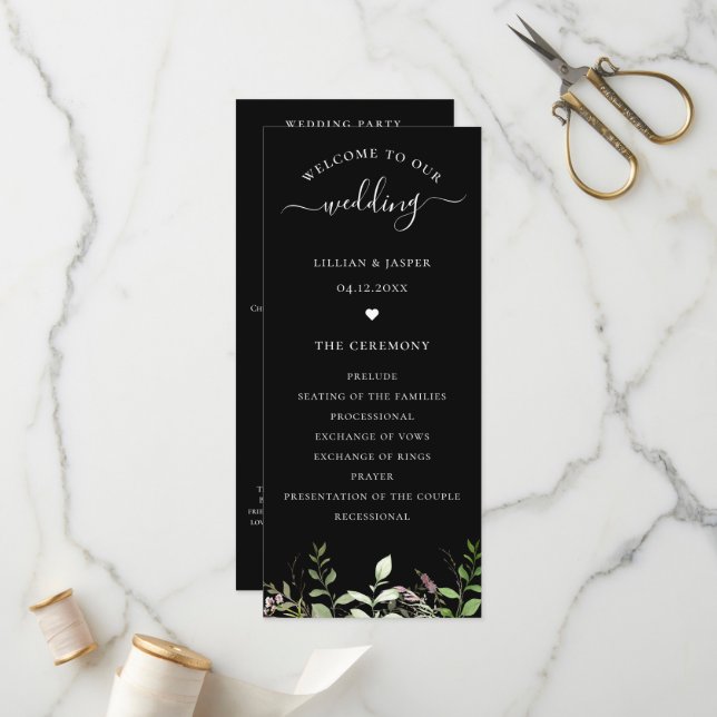 Programa de Boda Botánico de Flor Silvestre Elegan (Anverso/Reverso In Situ)
