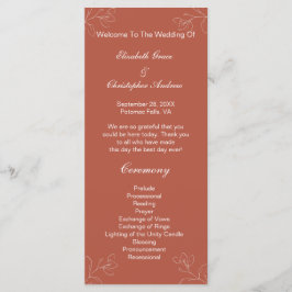 Programa de Boda Botánico Floral Blanco Terracota
