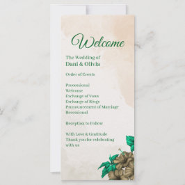 Programa de Boda Botánico Verde Elegante