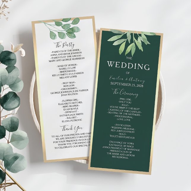 Programa de Boda Botánico Verde Esmeralda (Subido por el creador)
