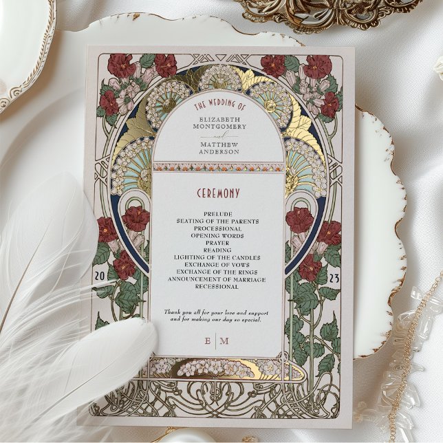 Programa de Boda Bougainvillea Borgoña Oro (Subido por el creador)