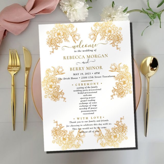 Programa de Boda Bouquet Golden Chic Descargable (Subido por el creador)