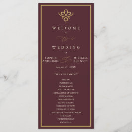 Programa de Boda Burdeos Dinero Antiguo
