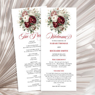 Programa de Boda Burgundy Gold Blush de Diseñador