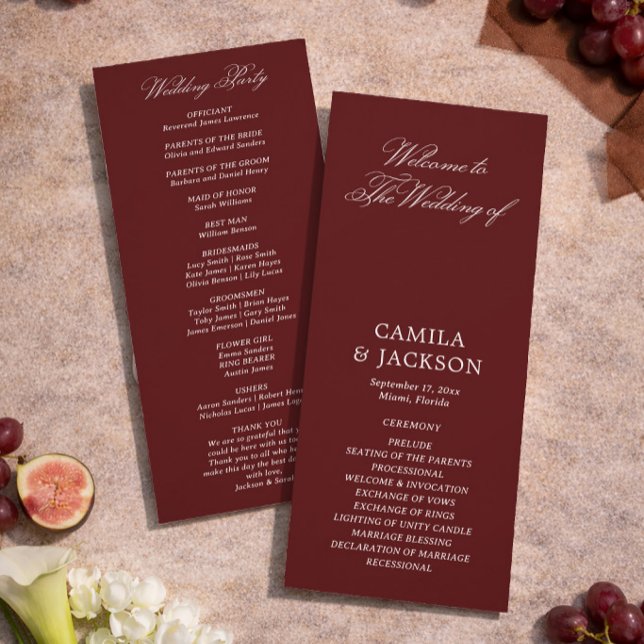 Programa de Boda Burgundy Plano (Subido por el creador)