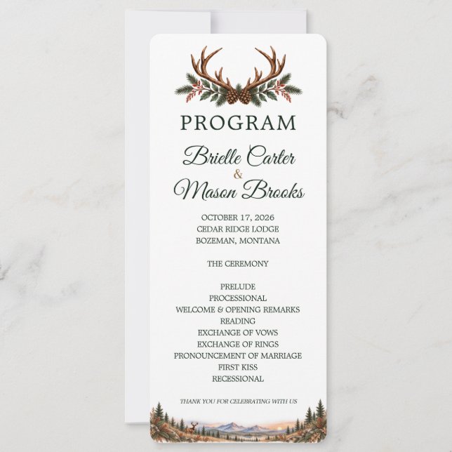 Programa de Boda Camuflaje de Caza de Ciervos Mont (Anverso)