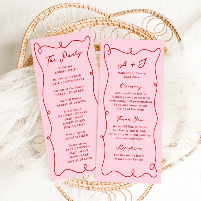 Programa de Boda Caprichoso Dibujado a Mano Rosa y (Subido por el creador)