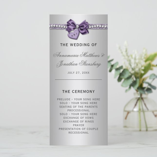 Programa de Boda Cardíaca de Diamantes de Plata Pú (Anverso de pie)
