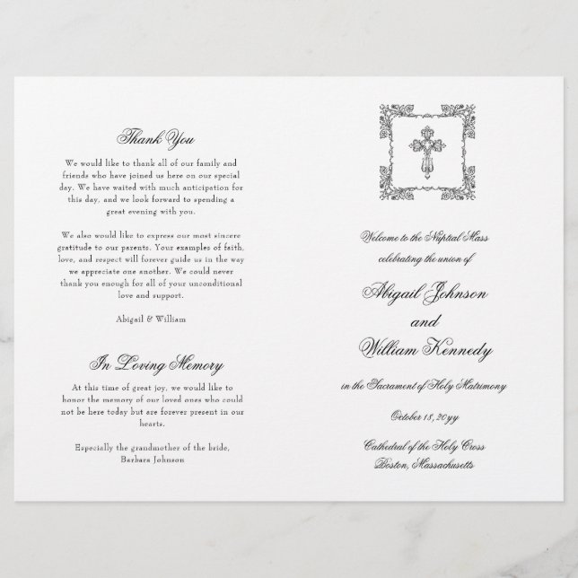 Programa de Boda Católica de Abigail Misa Completa (Anverso)