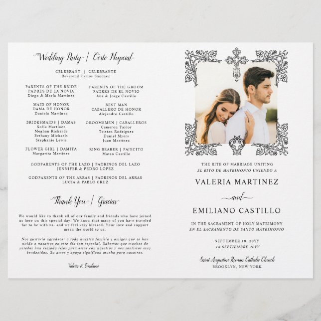 Programa de Boda Católico Bilingüe Español Inglés (Anverso)