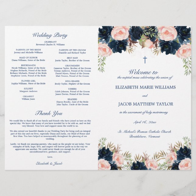 Programa de Boda Católico con Misa de Color Meloco (Anverso)