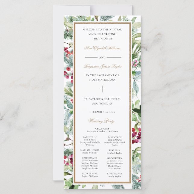 Programa de Boda Católico de Navidad con Vegetació (Anverso)