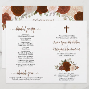 Programa de Boda Católico DIY de Rosas de Otoño Pl